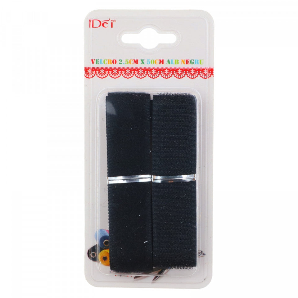 Banda Velcro, 2.5 x 50 cm, Negru