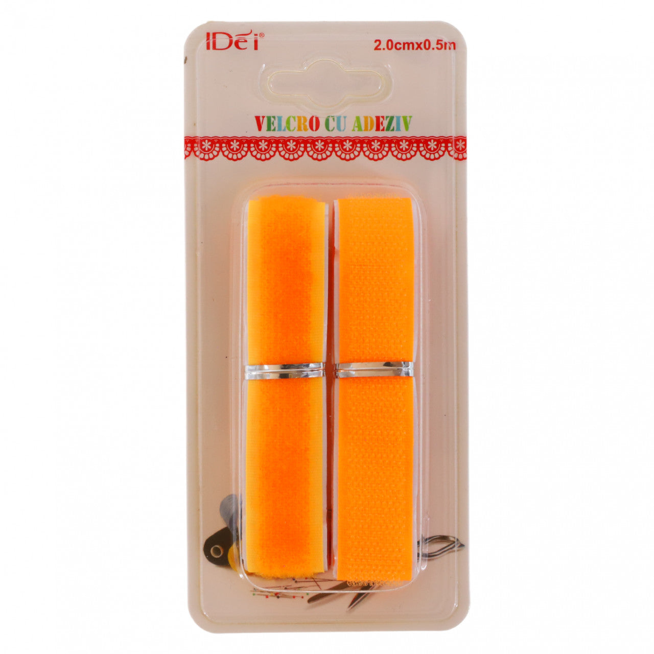 Banda Velcro, NO1727, 2 cm x 0.5 m, Portocaliu