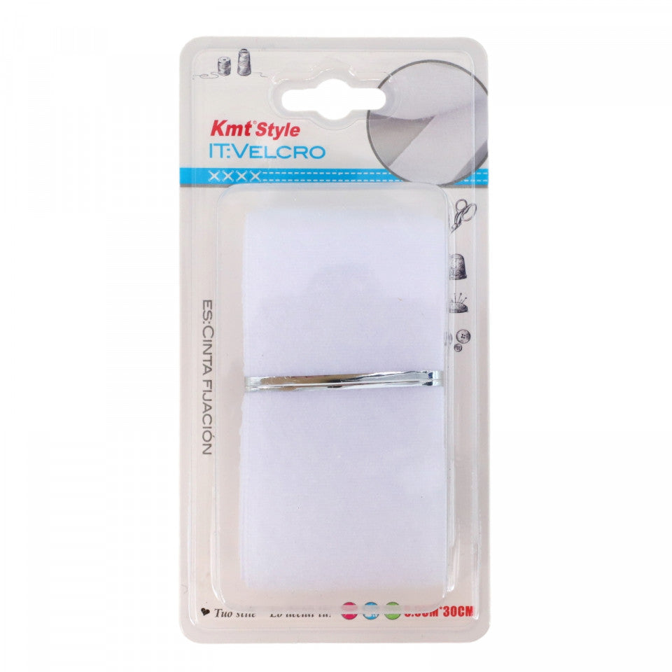 Banda velcro, NO68, 5 x 30 cm, Alb