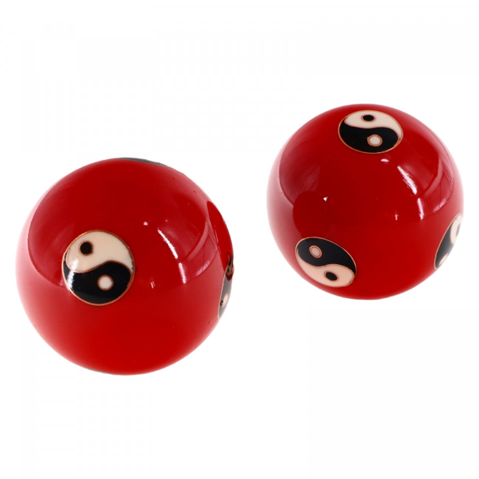 Bile Feng Shui, Yin Yang, Cutie depozitare, Bunastare, Fericire, Bani, Antistres, NO654, 4.3 cm, Rosu