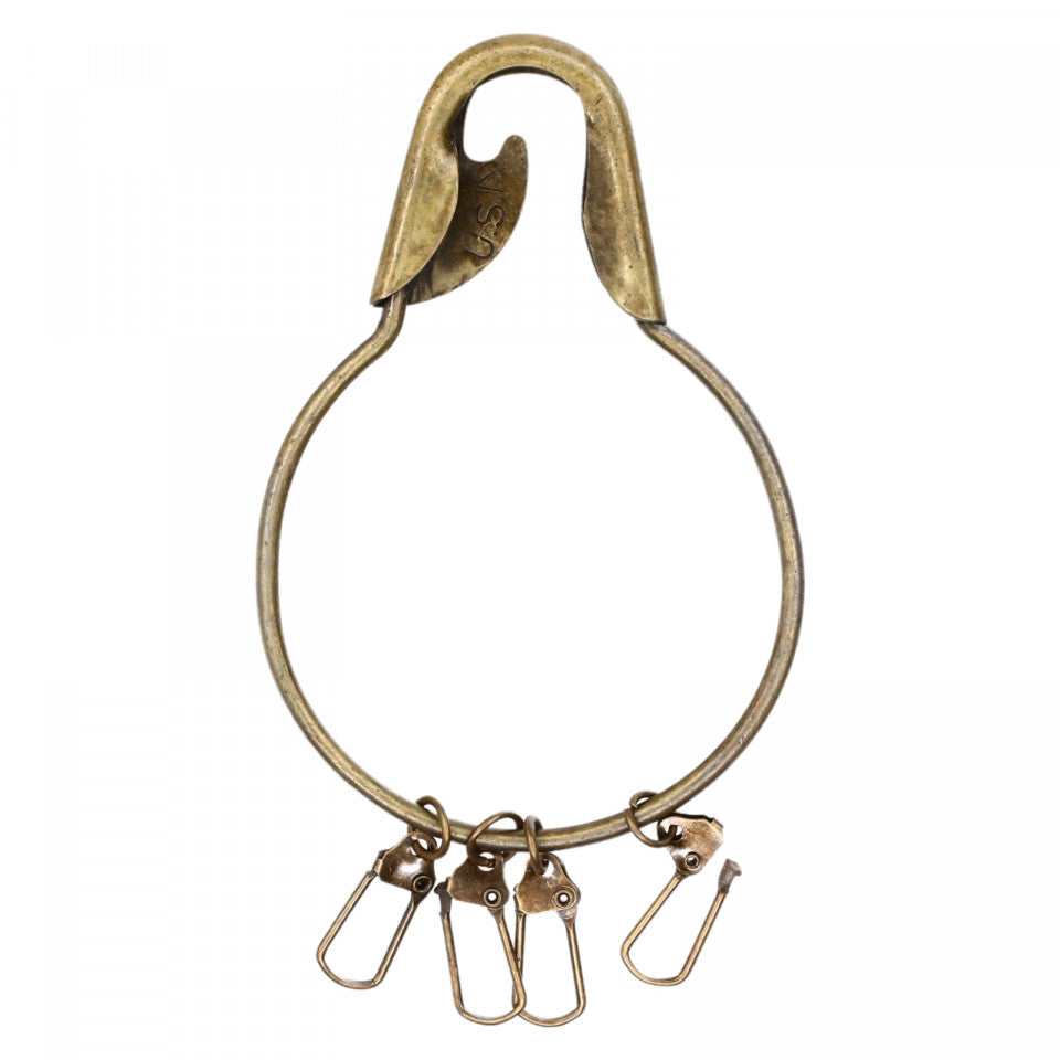 Breloc, Agrafa metal pentru prindere chei, Vintage, 11 x 7.5 cm, Maro