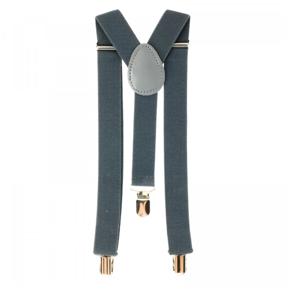 Bretele copii, inchizatori metalice, 1-6 ani, NO7249, 44 x 2.5 cm, Gri inchis