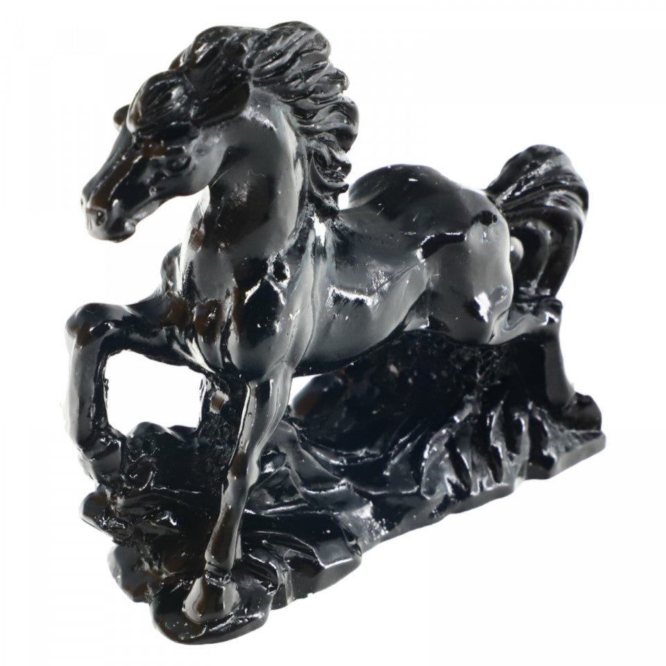 Calul succesului, remediu Feng Shui, rasina, NO1025, 5.7 x 6 cm, Negru