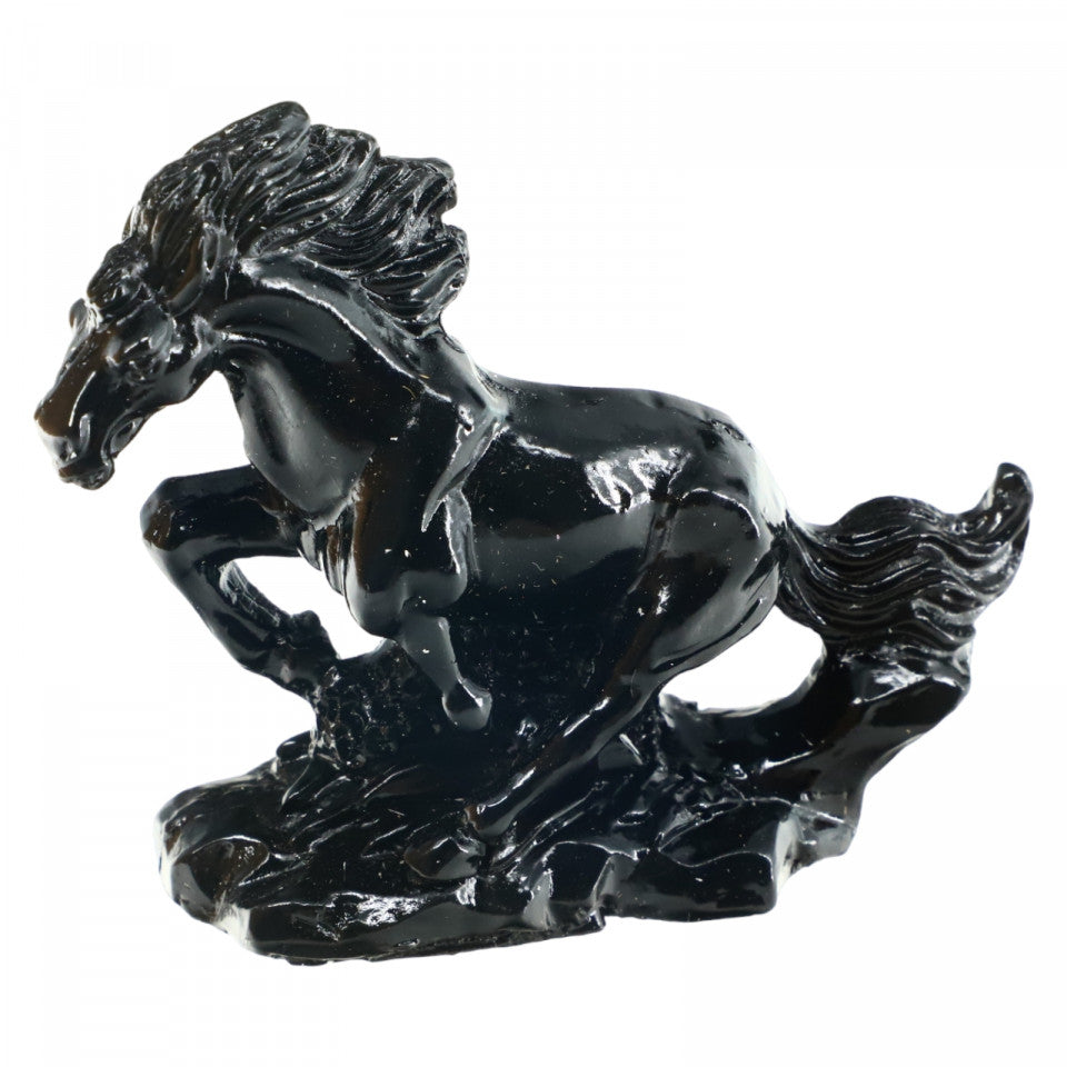 Calul succesului, remediu Feng Shui, rasina, NO1026, 6 x 7 cm, Negru