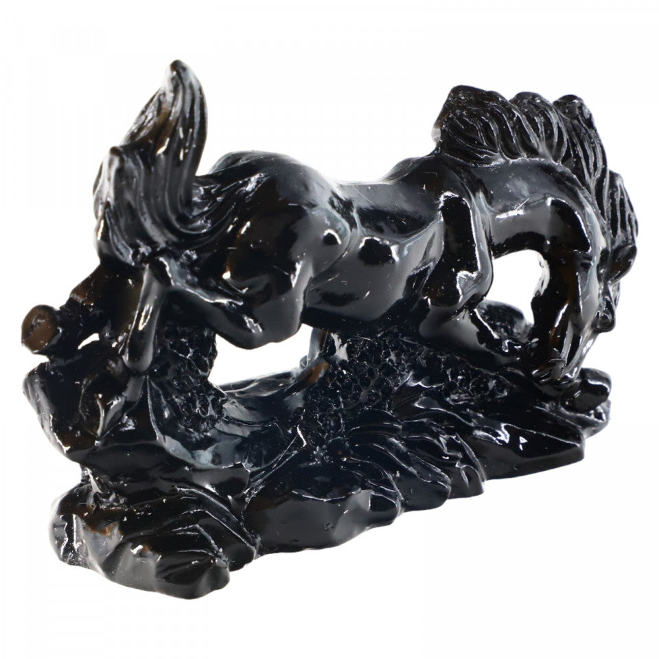 Calul succesului, remediu Feng Shui, rasina, NO1032, 5.7 x 7.4 cm, Negru