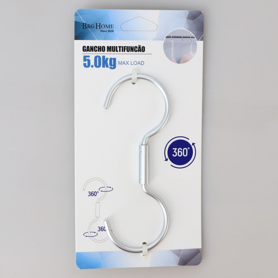 Carlig dublu, 5 kg, Metal, 14 cm, Gri