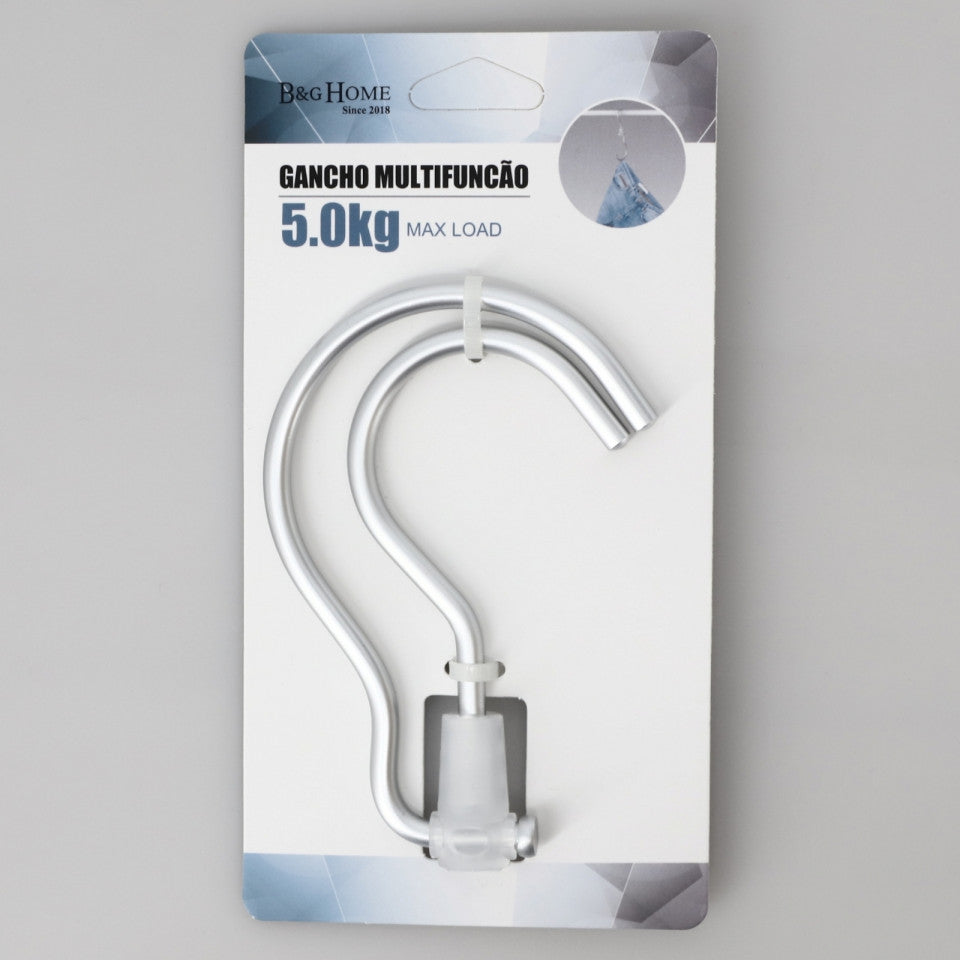 Carlig dublu, pliabil, 5 kg, Metal, 12.5 cm, Gri