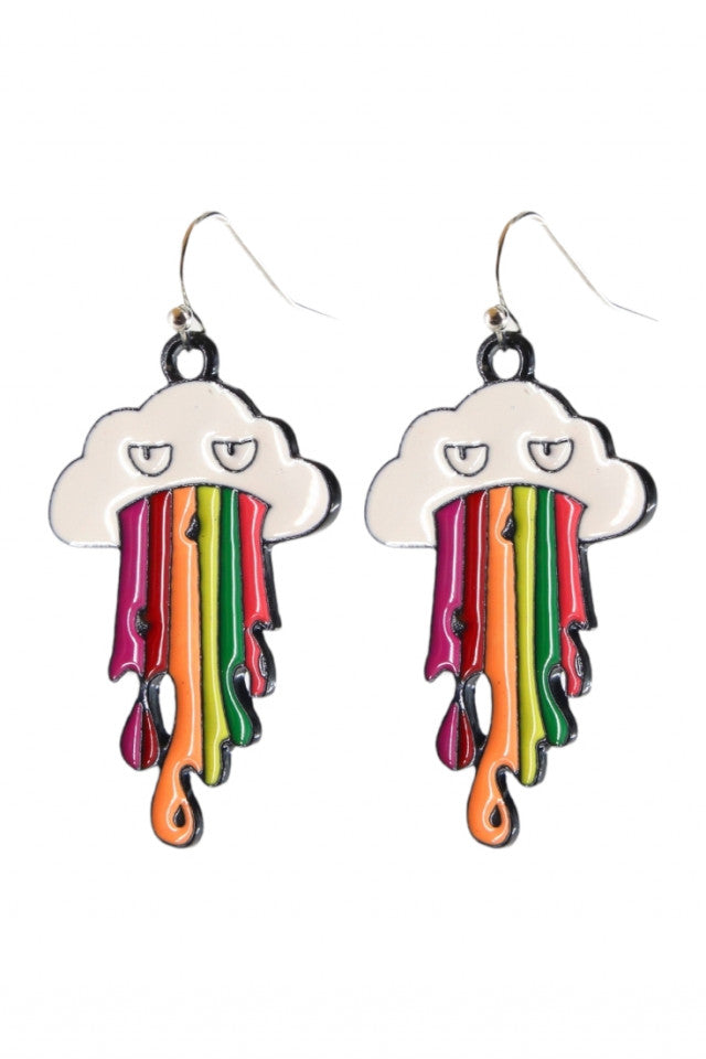 Cercei amuzanti, Curcubeu vomitiv, NO9995, Otel inoxidabil, 3.5 cm, Multicolor