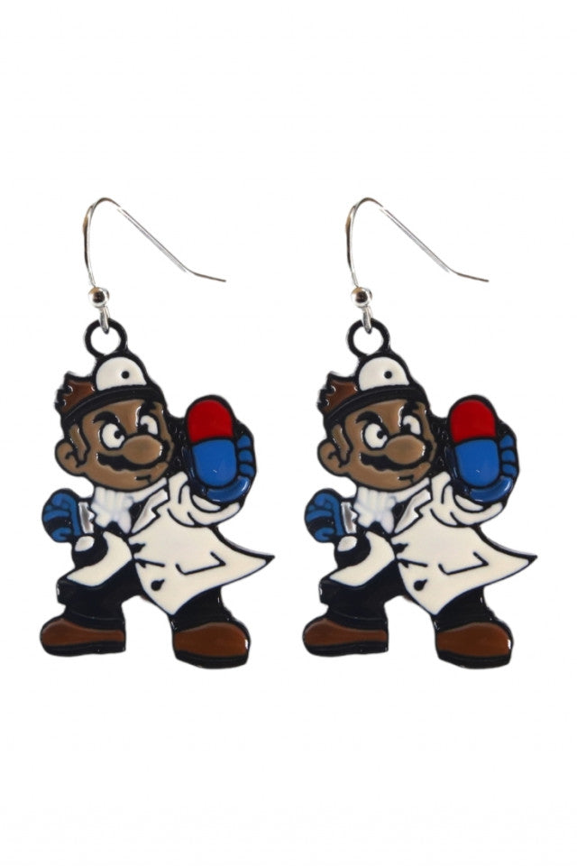 Cercei amuzanti, Doctor Mario, NO10000, Otel inoxidabil, 2.5 cm, Multicolor