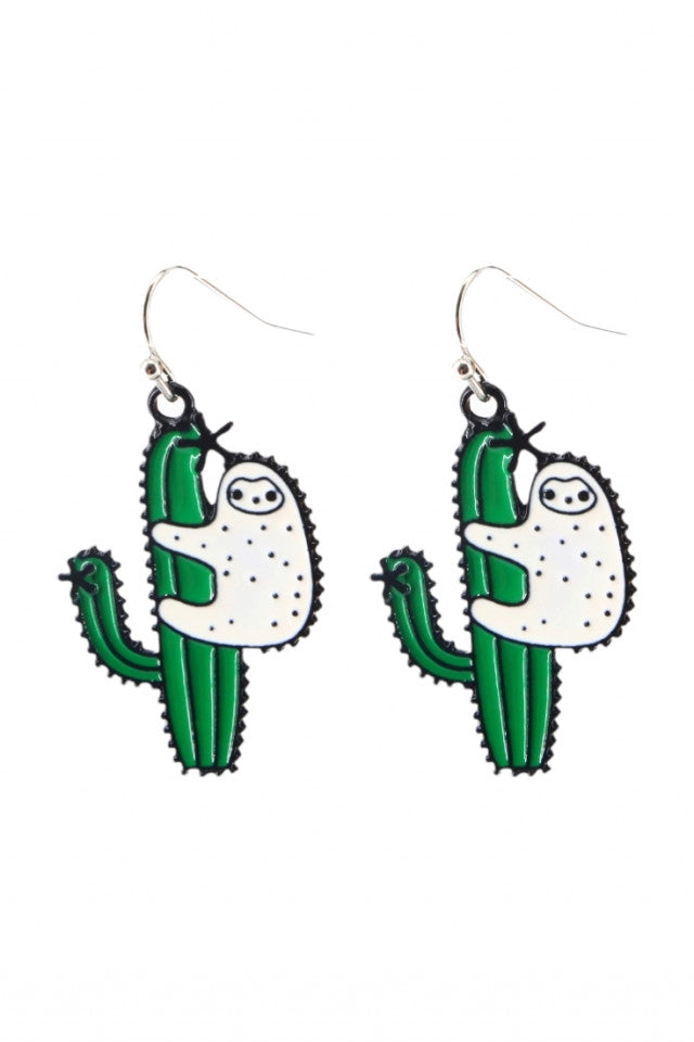 Cercei amuzanti, Lenes pe cactus, NO10113, Otel inoxidabil, 3 cm, Multicolor