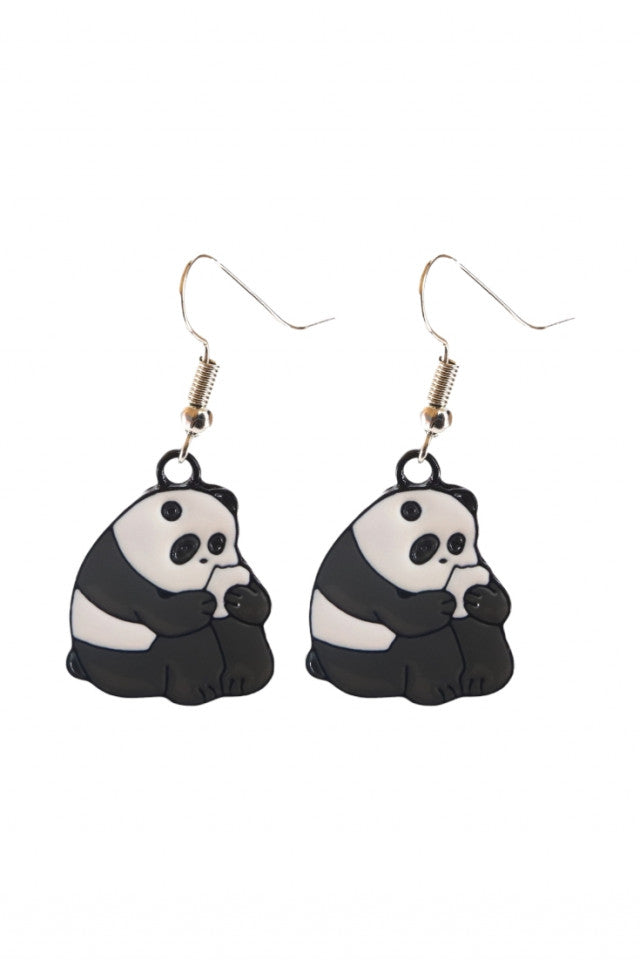 Cercei amuzanti, Panda cu telefon, NO10028, Otel inoxidabil, 3 cm, Multicolor