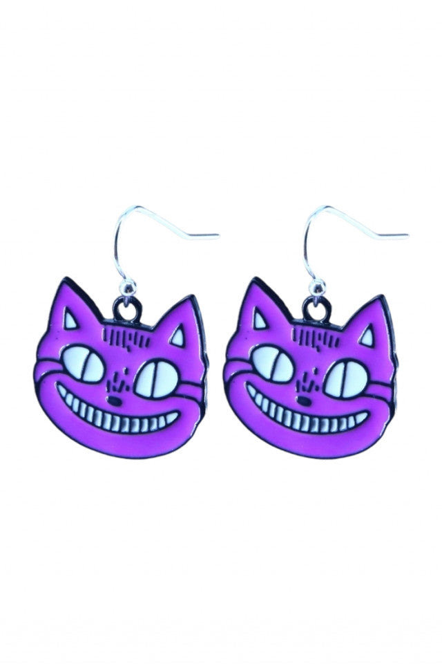 Cercei amuzanti, Pisica de Cheshire, NO10052, Otel inoxidabil, 2 cm, Multicolor