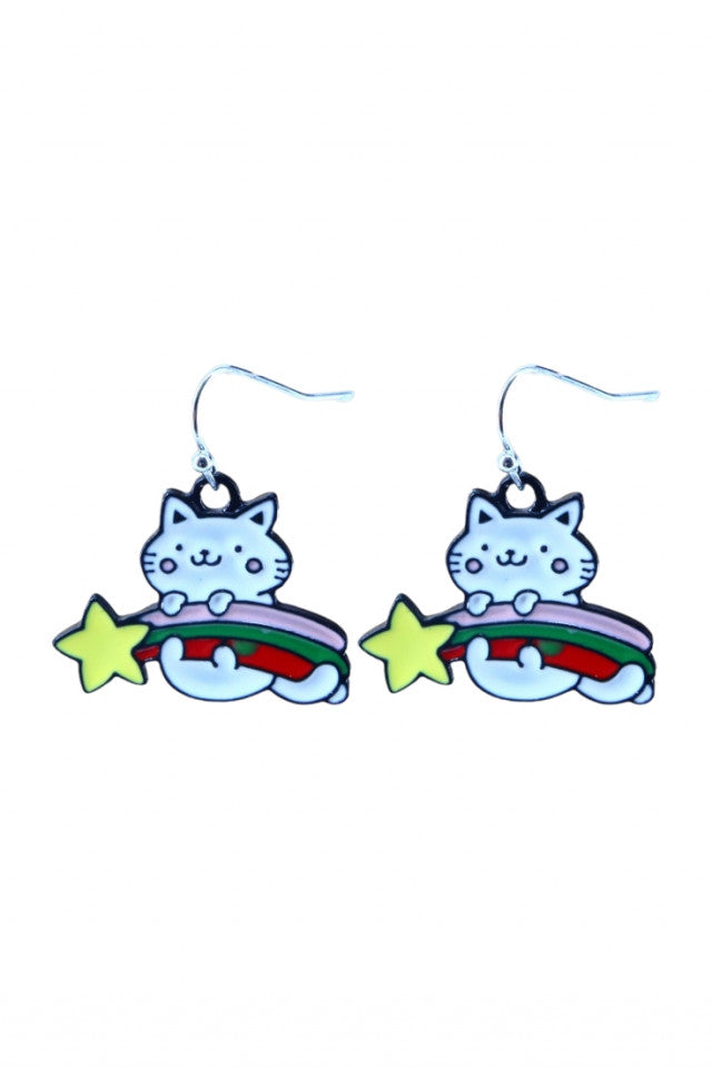 Cercei amuzanti, Pisica, NO10121, Otel inoxidabil, 6 cm, Multicolor