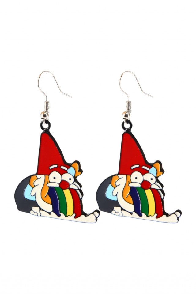 Cercei amuzanti, Pitic de gradina vomitiv, NO10054, Otel inoxidabil, 3.3 cm, Multicolor