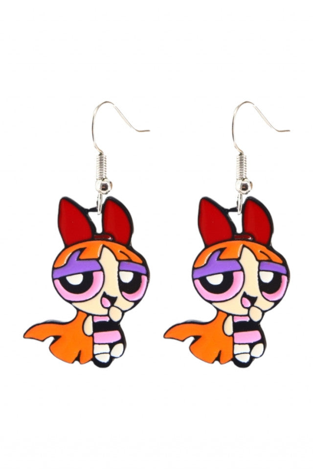 Cercei amuzanti, The Powerpuff Girls, NO10095, Otel inoxidabil, 3 cm, Multicolor