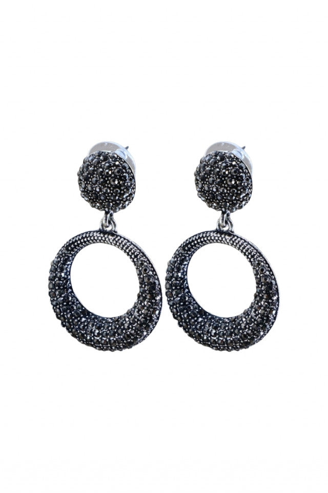 Cercei dama, Eleganti, Marcasite, Otel inoxidabil, NO1297, 4.7 cm, Argintiu