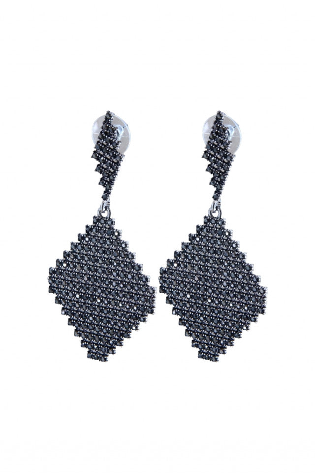 Cercei dama, Eleganti, Marcasite, Otel inoxidabil, NO1298, 7.5 cm, Argintiu