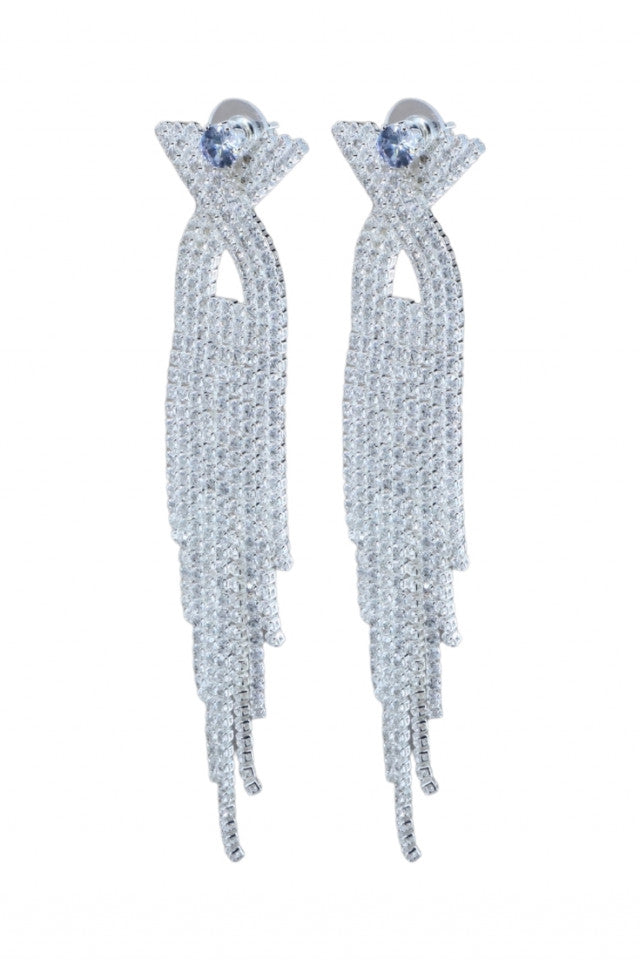 Cercei dama eleganti, Zirconiu, Otel inoxidabil, NO1267, 11 cm, Argintiu