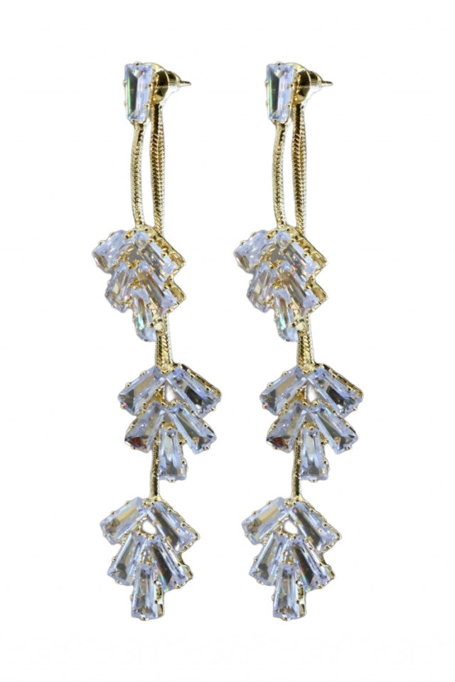 Cercei dama, Eleganti, Zirconiu, Otel inoxidabil, NO1368, 6.3 cm, Auriu