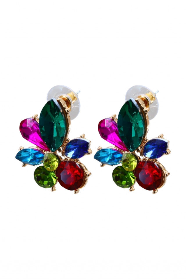 Cercei dama, Floare, Zirconiu, NO1309, 3.2 cm, Multicolor