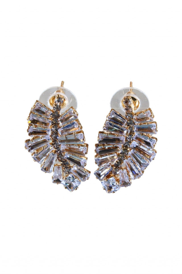 Cercei dama, Frunze, Zirconiu, Otel inoxidabil, NO1236, 3 cm, Auriu