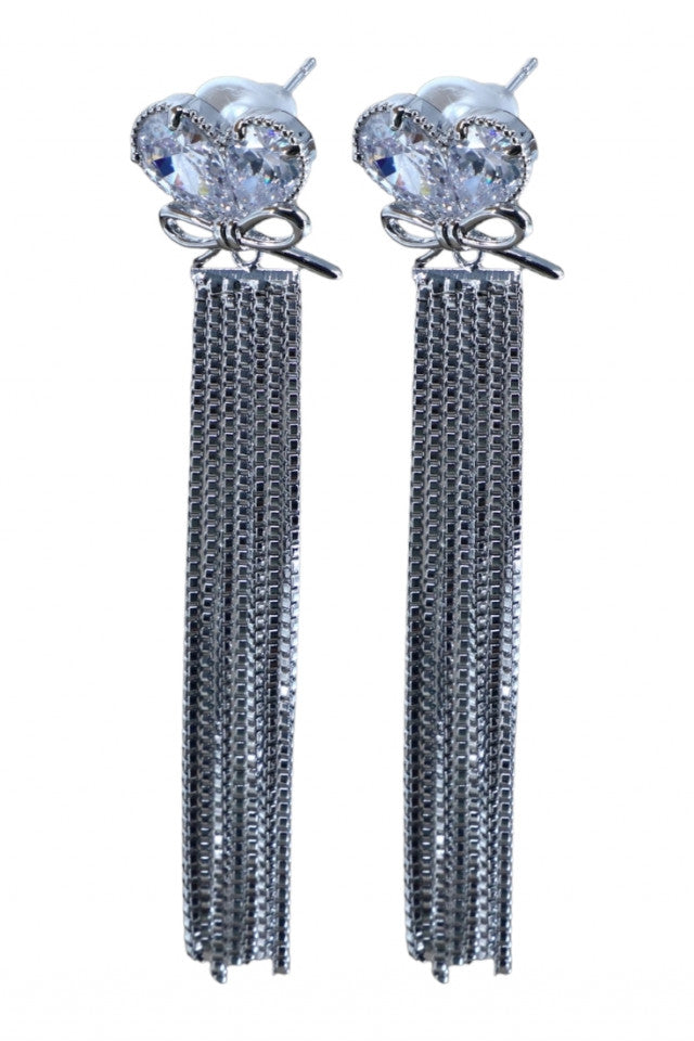 Cercei dama, Funda, Zirconiu, Otel inoxidabil, NO1381, 7.5 cm, Argintiu