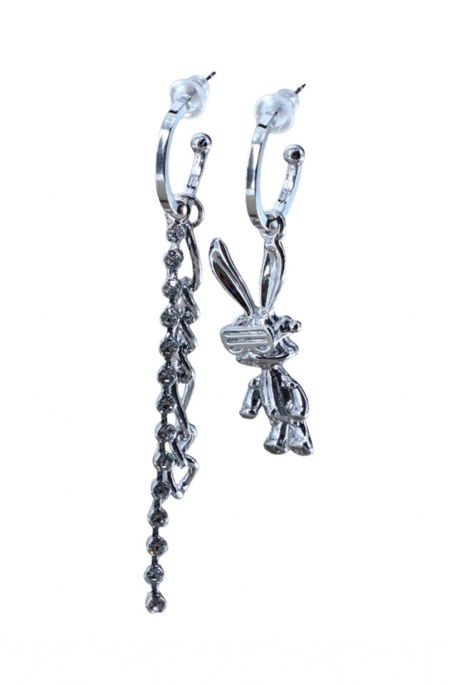 Cercei dama, Iepuras, Zirconiu, Otel inoxidabil, NO1384, 4.7 - 7 cm, Argintiu