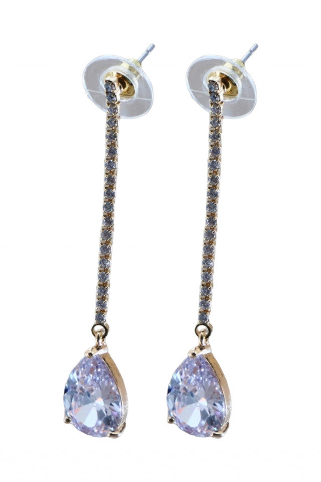 Cercei dama, Lacrima, Zirconiu, Otel inoxidabil, NO1361, 5.2 cm, Auriu