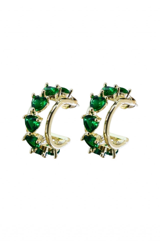 Cercei dama, Rotunzi, Inima Zirconiu, Otel inoxidabil, NO1334, 2.4 cm, Auriu