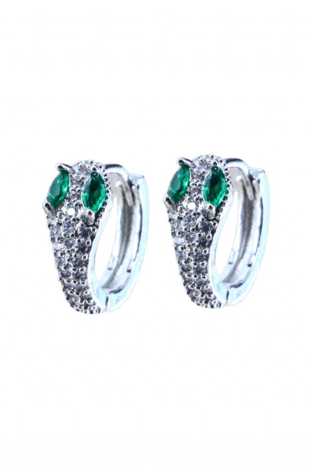 Cercei dama, Sarpe, Zirconiu, Otel inoxidabil, NO1266, 2 cm, Argintiu