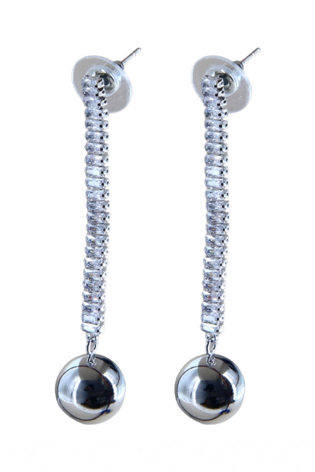 Cercei dama, Zirconiu, Otel inoxidabil, NO1188, 5.5 cm, Argintiu