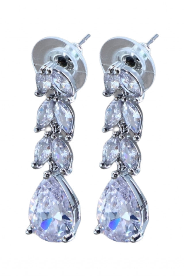 Cercei dama, Zirconiu, Otel inoxidabil, NO1191, 3 cm, Argintiu