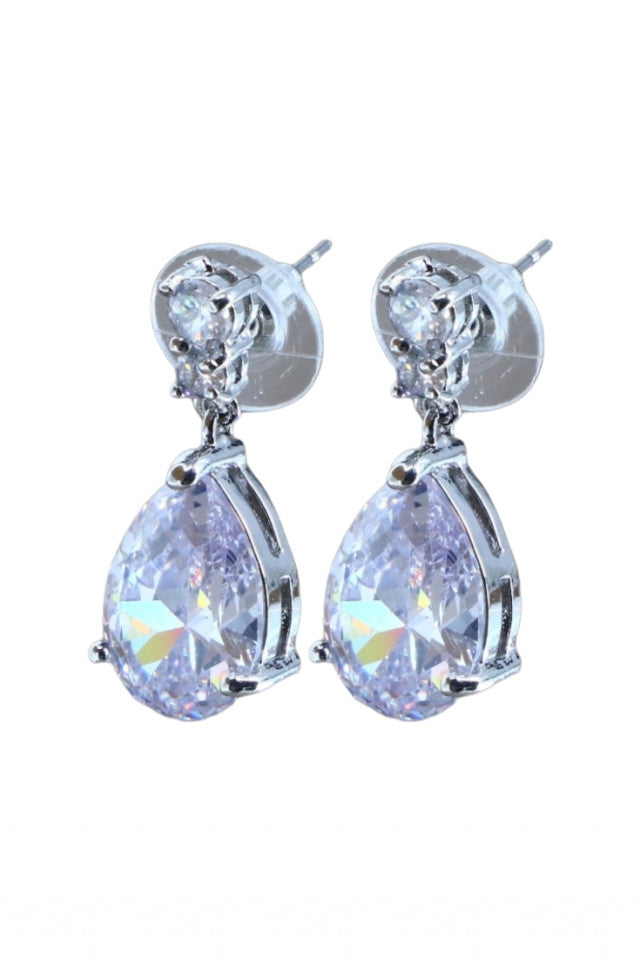 Cercei dama, Zirconiu, Otel inoxidabil, NO1193, 2.5 cm, Argintiu