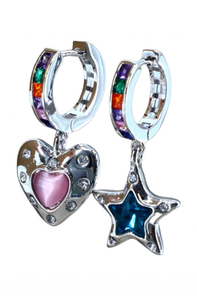 Cercei dama, Zirconiu, Otel inoxidabil, NO1203, 3 cm, Multicolor