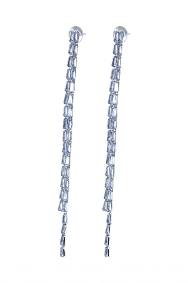 Cercei dama, Zirconiu, Otel inoxidabil, NO1210, 14 cm, Argintiu