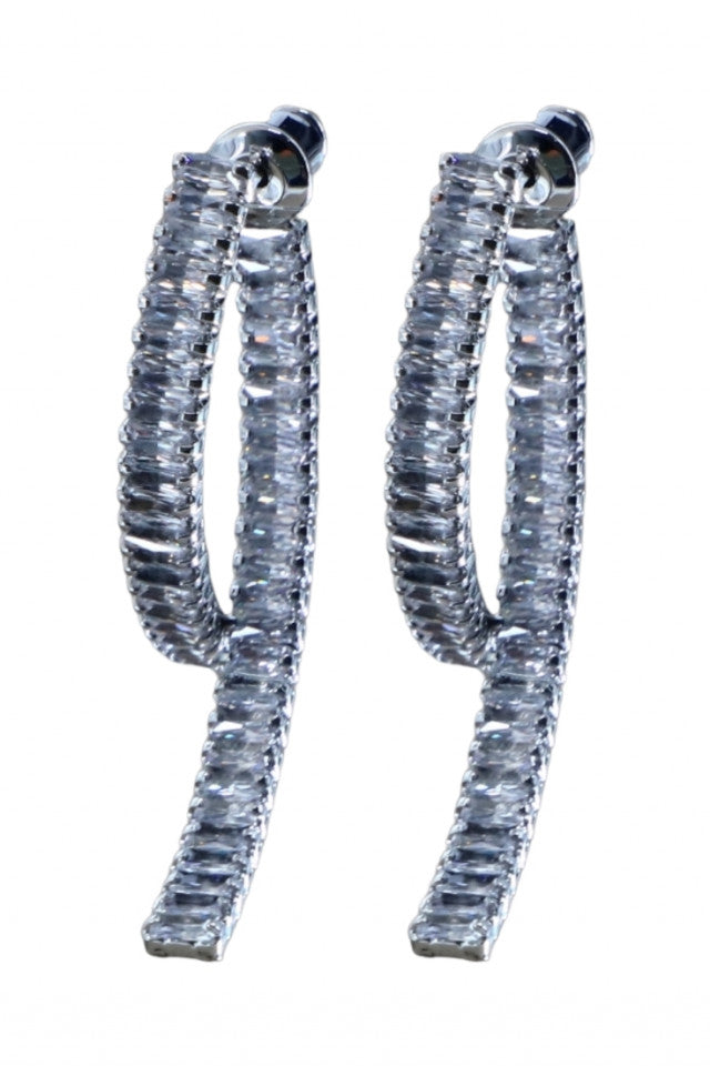 Cercei dama, Zirconiu, Otel inoxidabil, NO1221, 3 cm, Argintiu