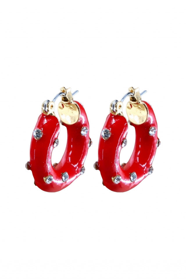 Cercei dama, Zirconiu, Otel inoxidabil, NO1229, 2 cm, Rosu