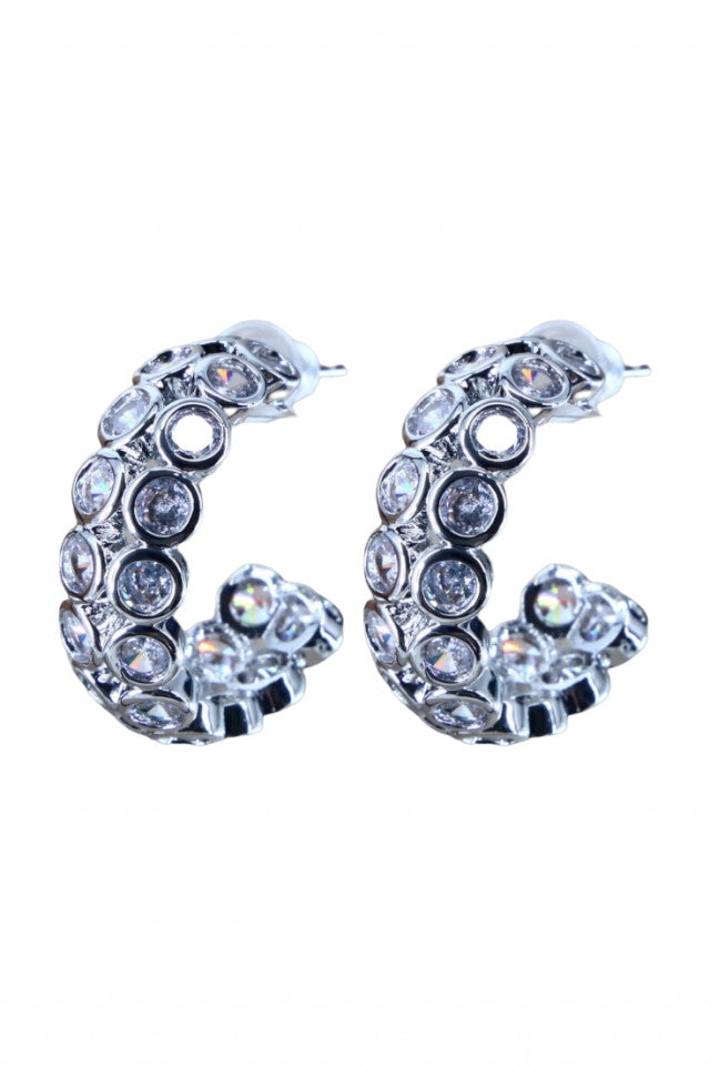 Cercei dama, Zirconiu, Otel inoxidabil, NO1230, 2 cm, Argintiu