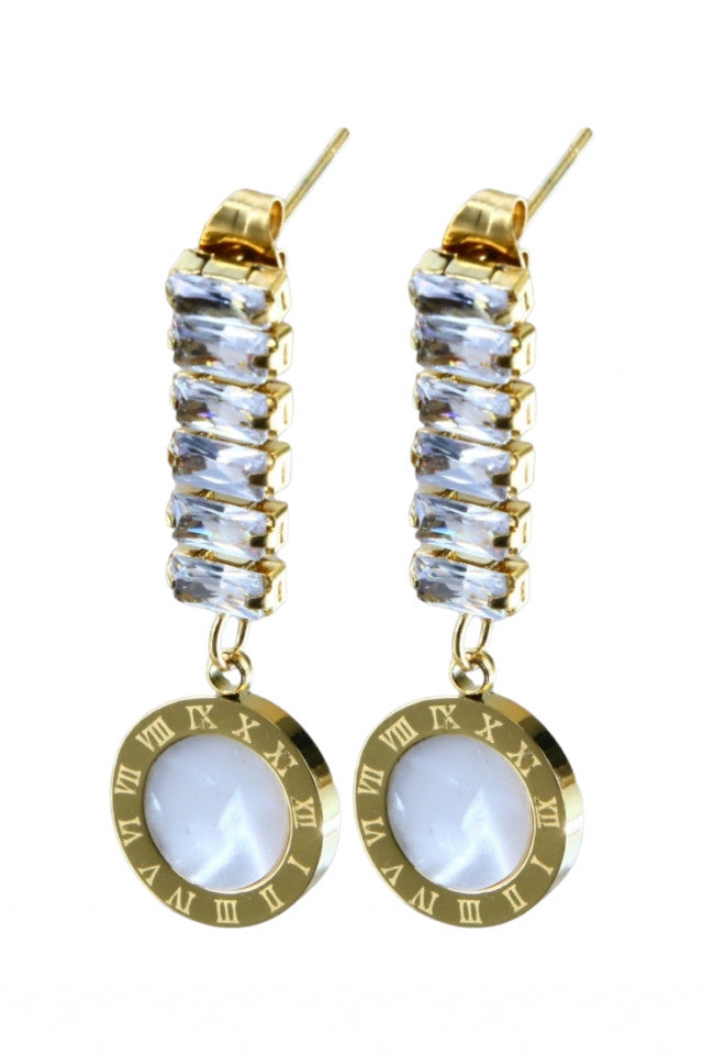 Cercei dama, Zirconiu, Otel inoxidabil, NO1237, 3.3 cm, Multicolor