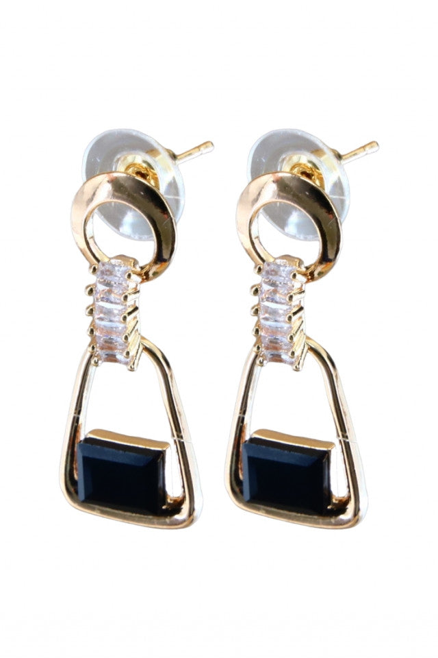 Cercei dama, Zirconiu, Otel inoxidabil, NO1244, 3.5 cm, Negru