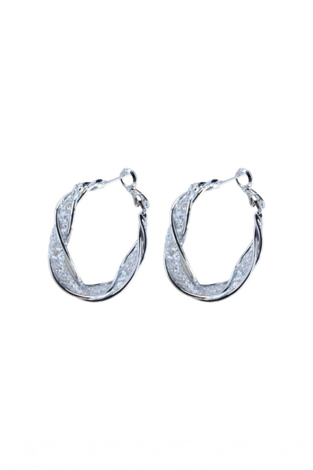 Cercei dama, Zirconiu, Otel inoxidabil, NO1253, 3.5 cm, Argintiu