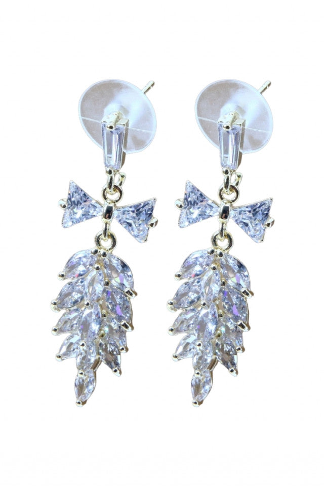 Cercei dama, Zirconiu, Otel inoxidabil, NO1278, 3.5 cm, Auriu