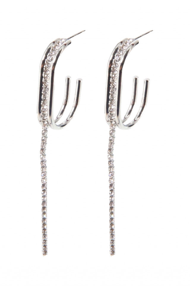 Cercei dama, Zirconiu, Otel inoxidabil, NO1284, 7 cm, Argintiu