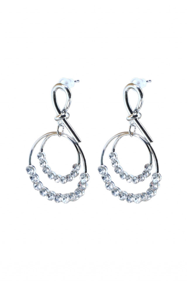 Cercei dama, Zirconiu, Otel inoxidabil, NO1300, 4.7 cm, Argintiu