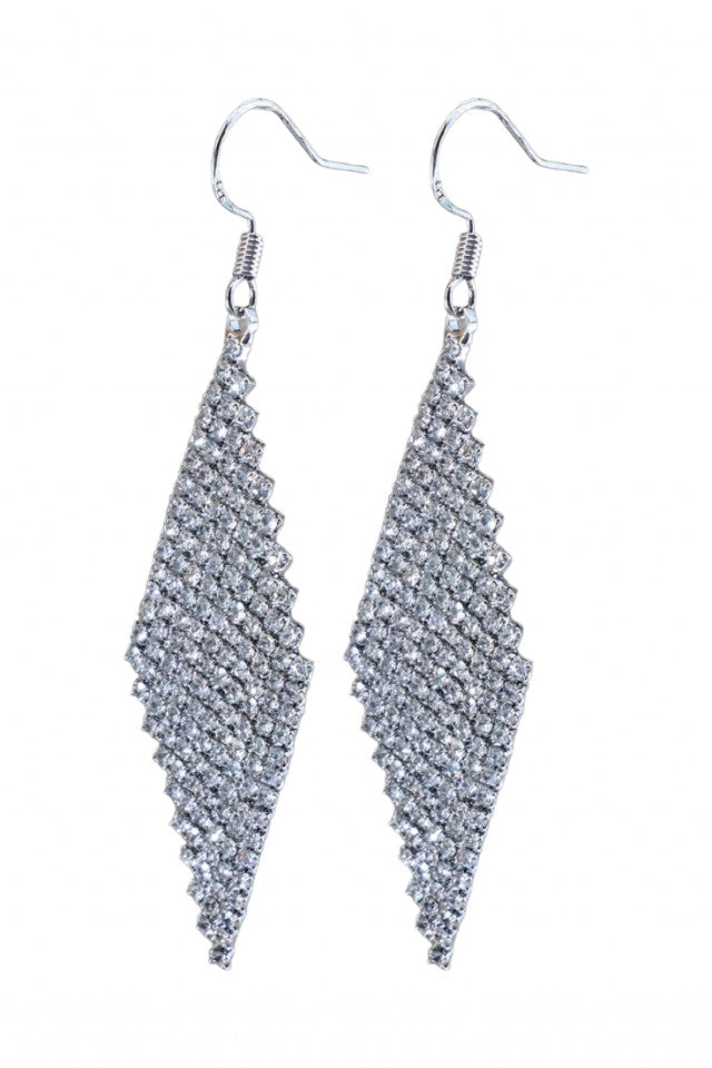 Cercei dama, Zirconiu, Otel inoxidabil, NO1330, 6.7 cm, Argintiu