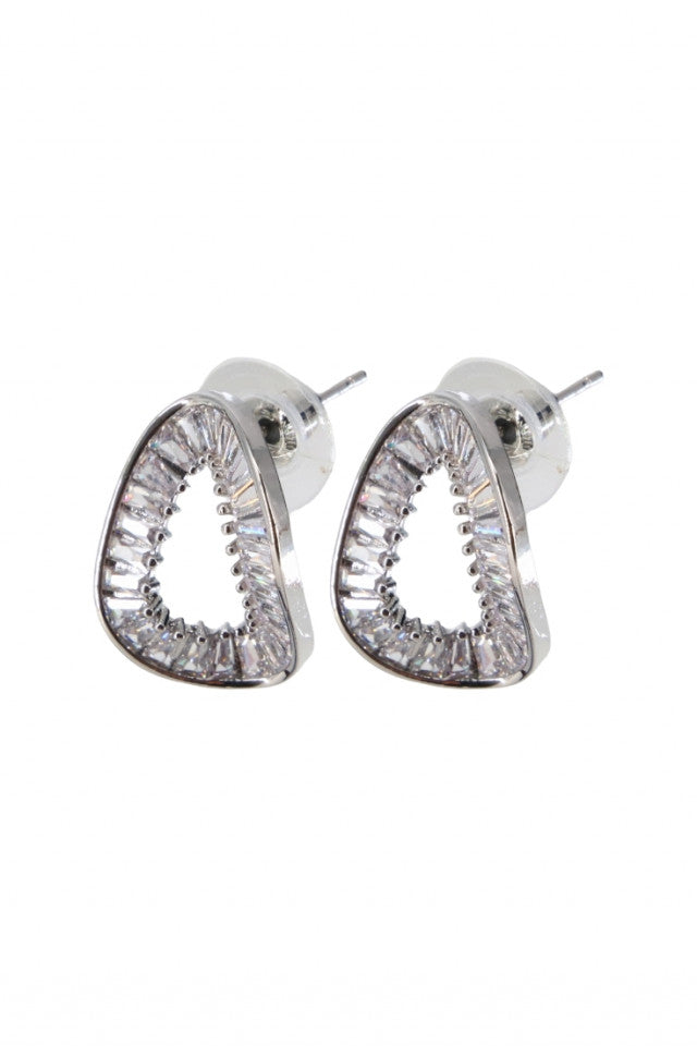Cercei dama, Zirconiu, Otel inoxidabil, NO21357, 2 cm, Argintiu