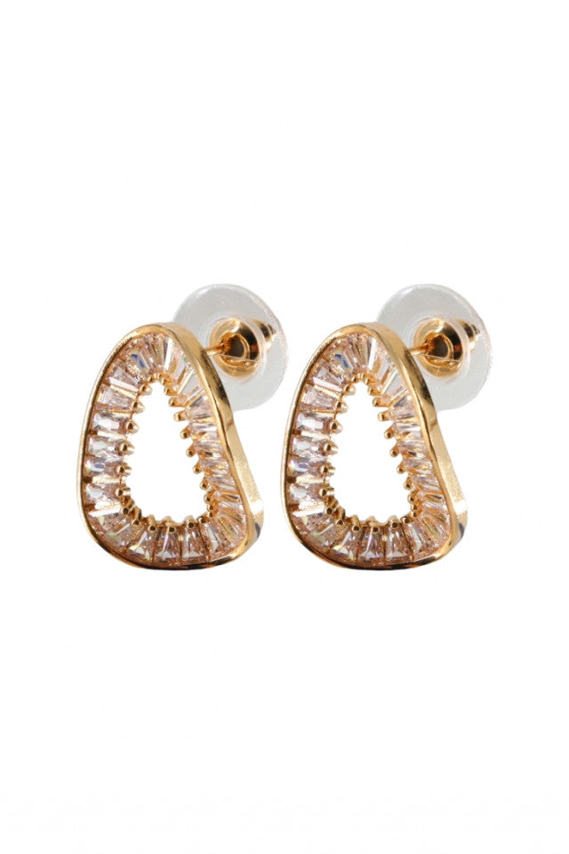 Cercei dama, Zirconiu, Otel inoxidabil, NO2138, 2 cm, Auriu