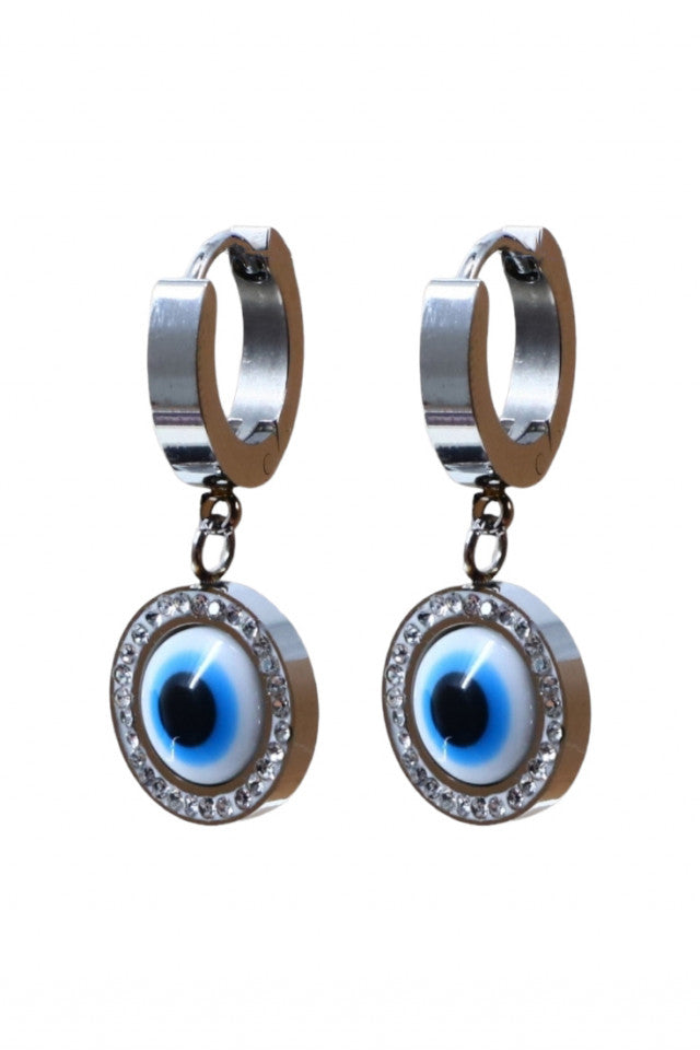 Cercei dama, Zirconiu, Otel inoxidabil, NO2872, 3 cm, Argintiu