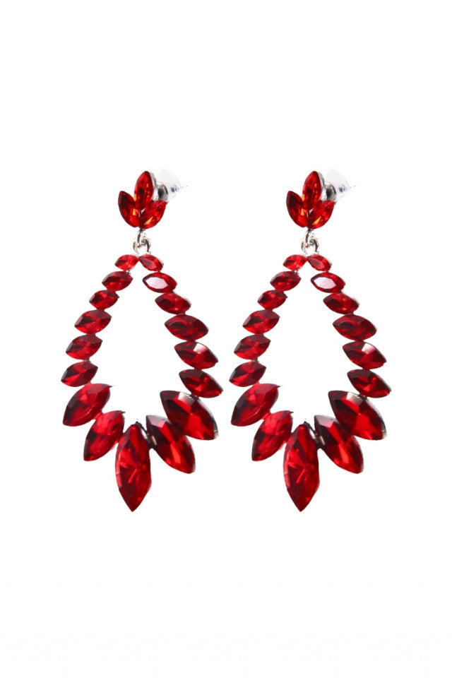 Cercei dama, Zirconiu, Otel inoxidabil, NO2879, 6.7 cm, Rosu