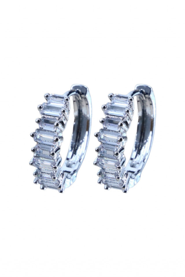 Cercei dama, Zirconiu, Otel inoxidabil, NO2885, 1.5 cm, Argintiu